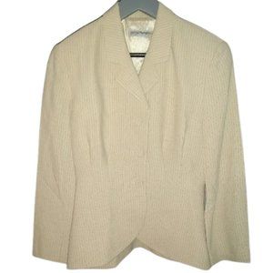 Emporio Armani 90s Ivory Hourglass Blazer Peplum Jacket Made In Italy Cream 8